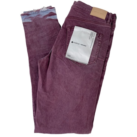 PURPLE BRAND Slim-fit Spray Effect Denim Jeans Coral NWT Sz 34 - Picture 4 of 13